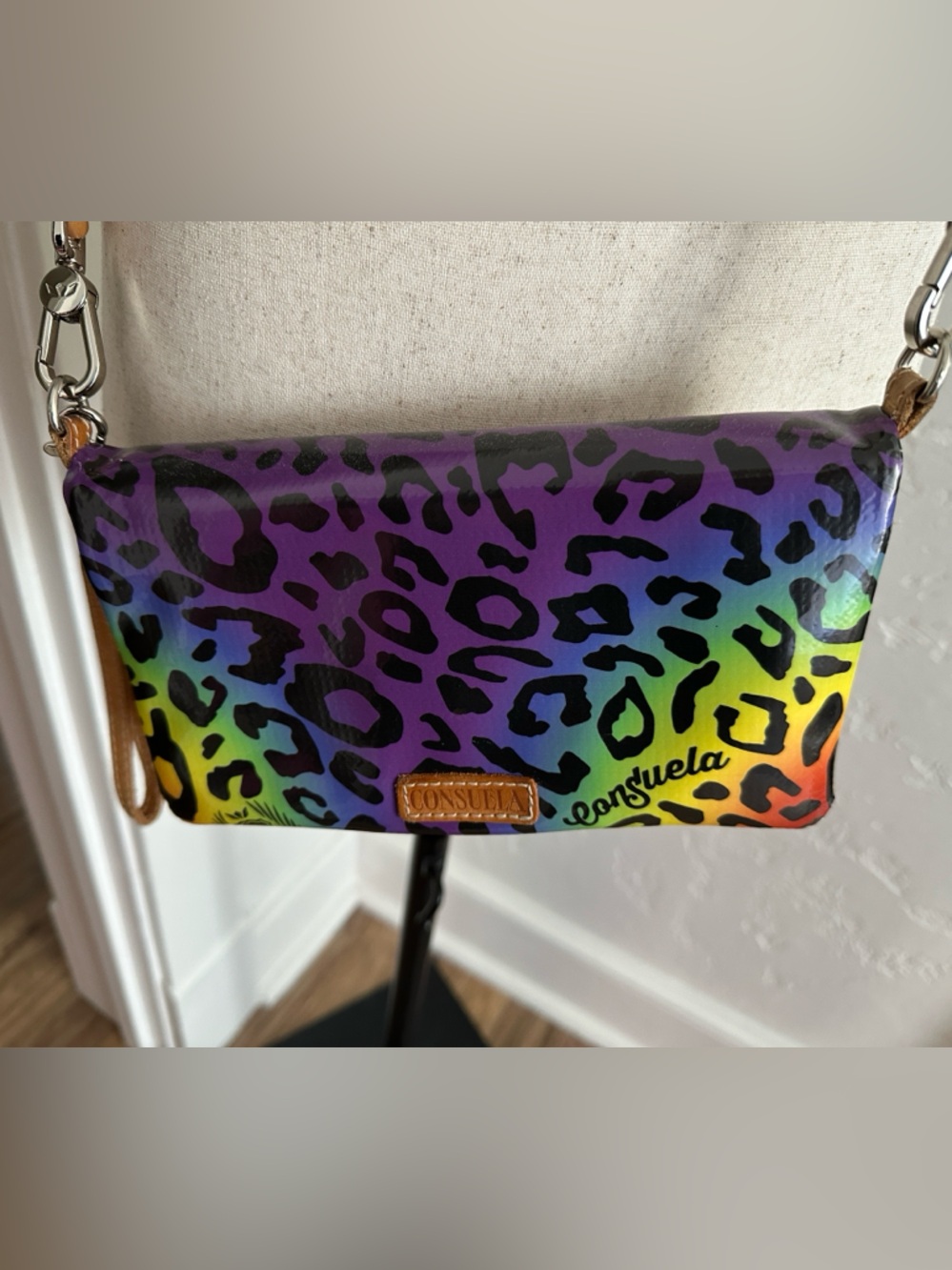 Consuela Leopard Print Crossbody Bag with Adjustable Strap